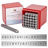 PandaHall Elite 36 Pcs Brief- und Nummernstempel-Set Alphabet A bis Z und Nummer 0 bis 9 Eisendichtung Schlagwerkzeuge 4mm Zeichen zum Stempeln von Metall, Schmuck, Leder, H