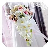 WANGQW Hochzeit romantischer Blumenstrauß künstliche Blum Brautstrauß künstlicher Wasserfall weiße Hochzeitsblumen künstliche Hochzeitsblumensträuße (C