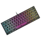 Mini 60% Gaming-Tastatur, Membran Game Keyboard mit Halbmechanisch Tasten, Kompakt 62 Tasten, Optical RGB-Chroma-Hintergrundbeleuchtung, QWERTY Layout für PC Laptop Mac Computer-Schw