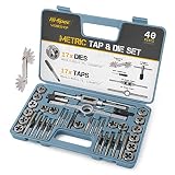Hi-Spec 40 -teiliger Metrischer Gewindeschneidsatz DIY Tapered & Stecker Handgewindebohrer, Schneiden, Gewinde, Formierung, Gewindestrehlwerkzeugkasten für Heimwerker, Garage & Werk