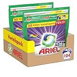 Ariel Waschmittel Pods All-in-1, 104 Waschladungen (2 x 52), Color W