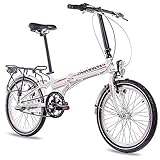 CHRISSON 20 Zoll Faltrad Klapprad - Foldrider 2.0 Weiss - Faltfahrrad für Herren und Damen - 20 Zoll klappbares Fahrrad mit 3 Gang Shimano Nexus Nabenschaltung - Folding City Bik