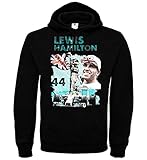 MYMERCHANDISE Lewis Hamilton Black Unisex Hoodie Kapuzen Kapuzenpullover Damen Herren Pullie Sweater Hoody Birthday Gift Wear Men's Women's Unisex LG H