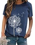 Dresswel Damen Löwenzahn Sweatshirt Langarmshirt Pusteblume Drucken Pullover Herbst Winter Bluse Tops Ob