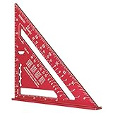 7-Zoll-dreieckiges Lineal, Dreieckslineal, hohe Präzision, Aluminium-Legierung, Dreieckslineal, Layout-Messwerkzeug für Ingenieure, Schreiner (Imperial, Rotes)