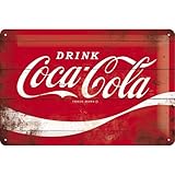 Nostalgic-Art Retro Blechschild, Coca-Cola – Logo Red Wave – Geschenk-Idee für Coke-Fans, aus Metall, Vintage-Design zur Dekoration, 20 x 30