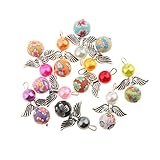 MagiDeal  Anhänger / Charms Schutzengel mit Herz und Flügeln, silberfarbene Flügel im antiken Stil, für Halskette oder Armband, zum Basteln, gemischt, 10 Stück, herz, as describ