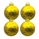 Borussia Dortmund BVB-Christbaumkugeln (4er Set) Dekoration, gelb, one S