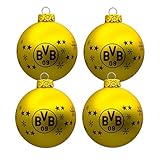 Borussia Dortmund BVB-Christbaumkugeln (4er Set) Dekoration, gelb, one S