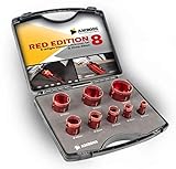 Amboss RED EDITION M14 Set'Red Edition 8' Diamant Bohrkrone - für Winkelschleifer - Trockenbohrkrone, Lochsäge, Lochbohrer für Feinsteinzeug, harte Fliesen, G