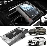 Wireless Car Charger for BMW X5 F15 2014-2018 for BMW X6 F16 F86 2015-2019 Centre Console Accessory Mobile Phone Charger 15W Qi 3 Coils Quick Charging Board for iPhone Samsung All QI Smartp