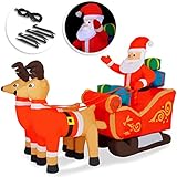 KESSER® Aufblasbarer Weihnachtsmann mit Schlitten XXL Nikolaus Rentiere Weihnachten Santa Claus Deko LED Beleuchtet inkl. Befestigungsmaterial Weihnachtsdekoration Weihnachtsdek