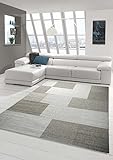 Teppich Modern Flachgewebe Kariert Sisal Optik Küchenteppich Küchenläufer Karo Design Grau Größe 160x220