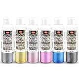 Viva Decor® Metallic Effect für Pouring Set (Silber, Gold, Rosegold, Blau, Magenta, Stahl, 6 x 120 ml) - Metallic Acrylfarbe mit Effekt - Acryl Pouring, Acrylic Paint Farbe - Made in Germany