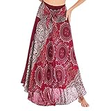 Xmiral Damen Rock Lange Elastische Taille Hippie Böhmischen Zigeuner Boho Blumen Floral Halter Sommerrock(Rot 2)