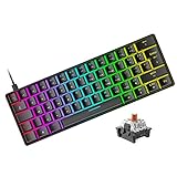 Mini 60% RGB Gaming-Tastatur,Mechanischer Brauner Schalter mit Kompakten 62 Tasten,18 RGB LED-Chroma-Hintergrundbeleuchtung, Abnehmbares USB-Typ-C-Kabel,UK-Layout, Ergonomic for PC Mac Laptop-Schw