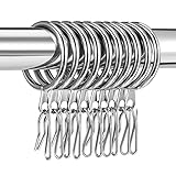 tonyg-p 20 Stücke Metall Vorhänge Vorhangringe Vorhang Hängend Ringe und 20 Stücke Metall Vorhangstift Haken für Fenster Tür Duschvorhänge, 30 mm Innendurchmesser(Silber)