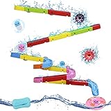 Nuheby Badespielzeug Badewannenspielzeug Kinder Spielzeug ab 3 4 5 Jahre,Murmelbahn Badewanne Wasserspielzeug Kinder mit Saugnäpfe,BAU-Puzzle Autorennbahn Badespaß Geschenk Mädchen Junge (38 Stück)