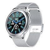 Microwear Smartwatch mit Bluetooth-Anruf,Smart Watch für Herren Damen,1,28 Zoll Armbanduhr mit Herzfrequenz,Schrittzähler,Kalorien,IP68 Wasserdicht Fitness Tracker,für iOS Android (Silber)