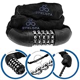 BYKLISTA Premium Fahrradschloss Zahlenschloss Fahrrad Schloss + Gratis eBook - Fahrradschloss Zahlen - Kettenschloss Fahrrad massiv gehärteter Stahl - Bicycle Lock Bike Lock (6mm / 100cm - Schwarz)