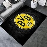 INSTUS Teppich Creative Einfach Kunst Dekoration Teppich Fußball Verein Logo Drucken Rutschfeste Matte Kinderzimmer Dekoration Fußbodenteppich/Dortm / 160×230