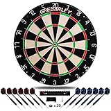 Grebarley Dartscheibe Kork Dartscheibe mit Pfeilen Offizielles Turniermaß Dart Scheibe Dartboard Steeldartscheibe Steeldart Sisal Dartscheiben Set S