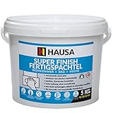 Hausa Fertigspachtel Super Finish Feinputz Weiß 5kg Q1/Q2/Q3/Q4 Spachtelgips Gipsspachtel Flächenspachtel Fein Spachtel Masse Glätt Flächen Fü