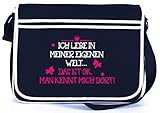 Shirtstreet24, Meine eigene Welt, Unicorn Einhorn Retro Messenger Bag Kuriertasche Umhängetasche, Größe: onesize,Navy