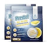 Amazon-Marke: Presto! All in one Lemon Geschirrspültabs, 2-er Pack x 60 - 120 W