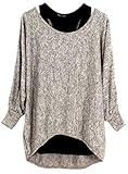 Emma & Giovanni - Damen Oversize Oberteile Tshirt/Pullover (2 Stück) / Made In Italy, M-L, Hellbeig