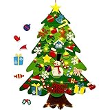 HUIJ Filz-Weihnachtsbaum für Kinder,Filz-Weihnachtsbaum DIY-Weihnachtsbaum-Set mit 33-teiligem abnehmbarem hängendem Ornament,gefälschte Weihnachtsbaum-Haustürdekoration,(70 * 100 cm)