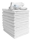 Mikrofaser Tücher - Packung mit 10 Tüchern - Groß 40cm x 40cm - Weiß - Super zum reinigen von Autos, Booten, Küchen , Badezimmer, Spiegel usw. Vertrags Qualität wird von Reinigungsprofis verwendet - Billige Reinigungs Artikel für den täglichen Geb