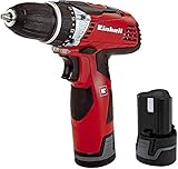 Einhell Akkuschrauber TE-CD 12 Li (Lithium Ionen, 12 V, 1,3 Ah, 2 Gang, 25 Nm, LED-Licht, inkl. 2 Akkus, Schnellladegerät und Koffer)