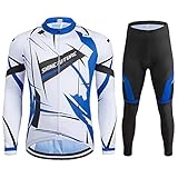 shine future Herren Radtrikot Set Herren Fahrradbekleidung Set Fahrradbekleidung Fahrrad Trikot mit Sitzpolster Atmungsaktiv Schnelltrocknend für Radsport (Weiß und Blau, X-Large)