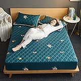 Nuoxuan Premium Spannbettlaken,Dreiteiliges Polyester Gestepptes Gepolstertes Bedrucktes Bettlaken, Bettlaken FüR äLtere Menschen Und Kinder,GrüN 1,180 * 200 cm (3 StüCk)