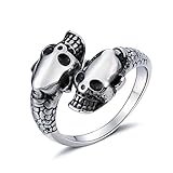 AmDxD Hochzeitsring, Skelettschädel Ring Edelstahl Herren, Poliert, als Geburtstagsgeschenk, Silber Gr. 57 (18.1)
