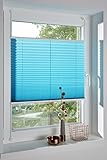 DécoProfi Plissee wasserblau/türkis, verspannt, Breite 80cm x 130cm (max. Gesamthöhe Fensterflügel), mit Klemmträger/Klemmfix/ohne B