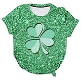 St. Patrick's Day Hemden Damen Blusenshirt, Rundhals Clover Langarm Shamrock Aufdruck Jumper Ohne Kapuze Damen Kleidung Briefdruck Hemden Letter Print Grünes Festlich Pullover T Shirts Lock