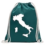 Kiwistar - Italien Umriss Kontur Turnbeutel Fun Rucksack Sport Beutel Gymsack Baumwolle mit Ziehg