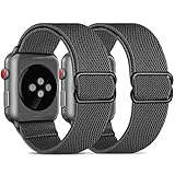 CACOE 2 Stück Kompatibel mit Apple Watch Armband 44mm 42mm für Damen und Herren,Nylon Stoff Schlaufe Ersatzarmband Sport Band Solo Loop für iWatch Series 6/SE/5/4/3/2/1, G