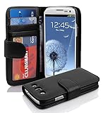 Cadorabo Hülle für Samsung Galaxy S3 / S3 NEO in Oxid SCHWARZ – Handyhülle mit Magnetverschluss und 3 Kartenfächern – Case Cover Schutzhülle Etui Tasche Book Klapp Sty