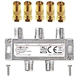 TronicXL 4fach Premium Koax Antennenverteiler HD 3D 4K Verteiler Weiche Splitter zb für DVBT DVBT2 DVBC SAT Unicable Kabelfernsehen Unitymedia Vodafone Kabel Deutschland Kabelfernseh 4er 4-Fach HDTV