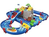 AquaPlay - Wasserbahn Set Bergsee - 42-teiliges Spieleset mit Bergsee, Wasserfall und geheimer Höhle, Wasserspielspaß inkl. 3 Tierfiguren und 2 Booten, für Kinder ab 3 J