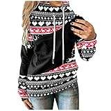 Weihnachten Damen Pullover Langarmshirts für Damen augenstern Mode Crop Shirt one Shoulder Pullover brauner Pullover Damen t-Shirt Frauen jojolikes Mode Damen Tunika D