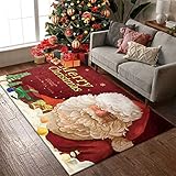 AmazingDays Weihnachten Deko Teppich Wohnzimmer Weihnachtsdeko Wohnzimmerteppich Quadratisch 60 * 90cm Weihnachtsmuster Fußmatten Antirutsch Antirutschunterlage Vorzimmer Kinderzimmer Outdoor 1p