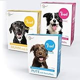 Mr. Fred- Hundefutter nass | Super Premium Nassfutter für Hunde | Probierbox 6 x 390g | Lebensmittelqualität | Rind, Huhn, Pute | wiederverschließb