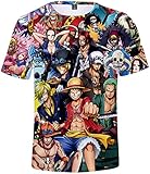 PANOZON Jungen 3D Print Anime ONE Piece Sommer Tshirt Ace Luffy Zoro Top Tee für Kinder(OP4452,S)