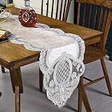 LUROON Tischläufer Spitze, Eleganter Vintage Makramee Abwaschbar Tischdecke Tischwäsche Matte Tischband für Hochzeit Festival Party Home Tischdekoration (250 * 42 cm (98,4 * 16,5 Zoll), Beige)