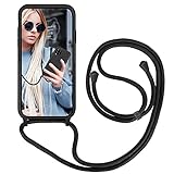 GoodcAcy Handykette Handyhülle für Samsung Galaxy A22 4G,Smartphone Necklace Hülle mit Band Schutzhülle mit Kette zum umhängen Halskette Flüssig Silikon Case für Samsung Galaxy A22 4G,Schw