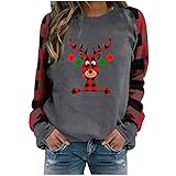 Langarmshirt Damen Weihnachpullover Rundhals Langarm Tops Elegant Bluse Damen Langarm Tshirt Top Sweatershirt Herbst W